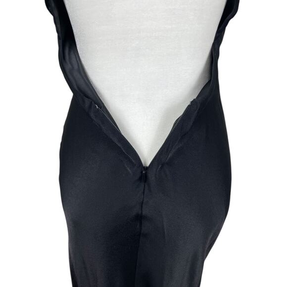 Meshki Claire Satin Drape High Neck Maxi Dress Gown Black Size XS Holiday Party - Picture 9 of 15